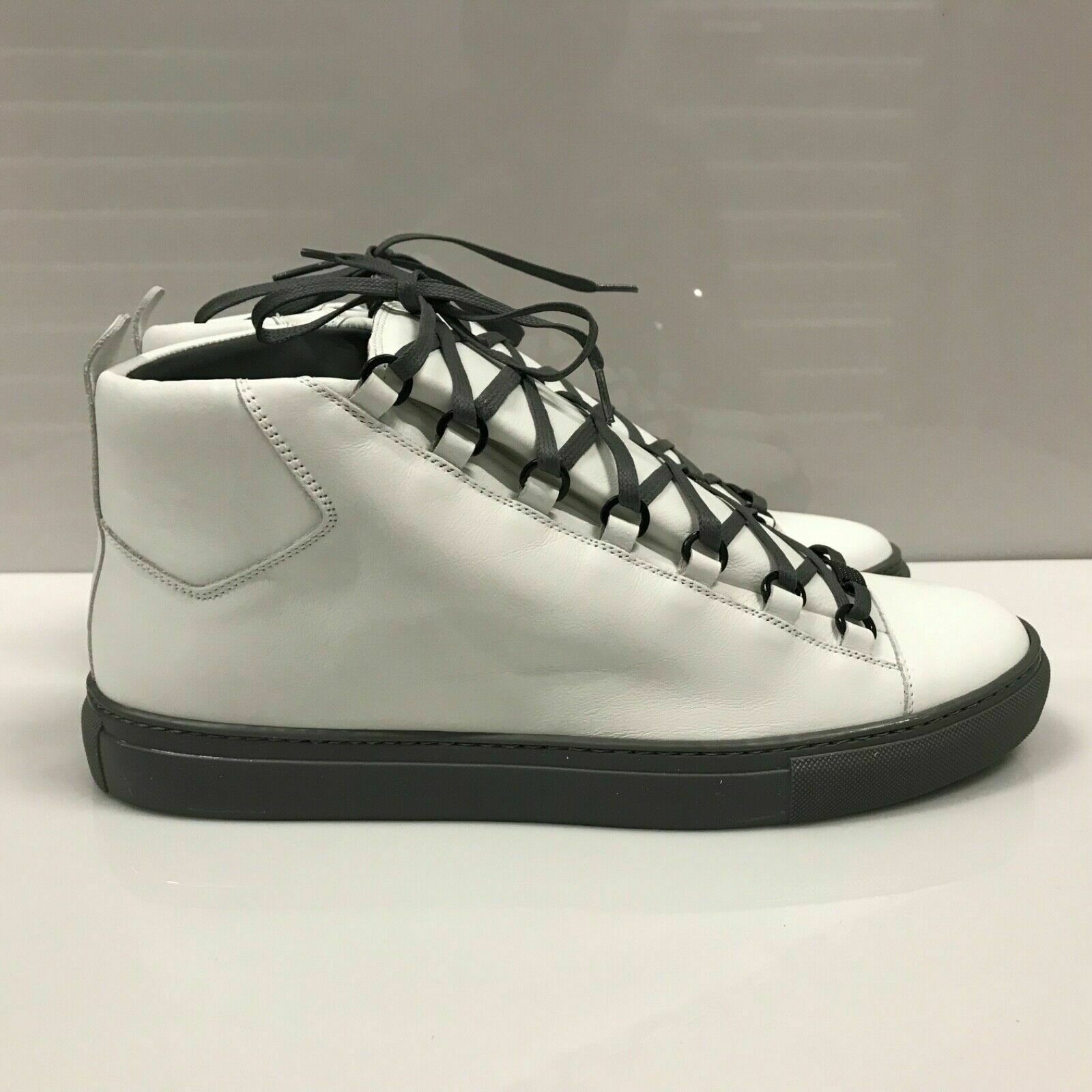 S-2070176 New Balenciaga White Gray Bottom Arena Hi-Top Sneakers Size ...