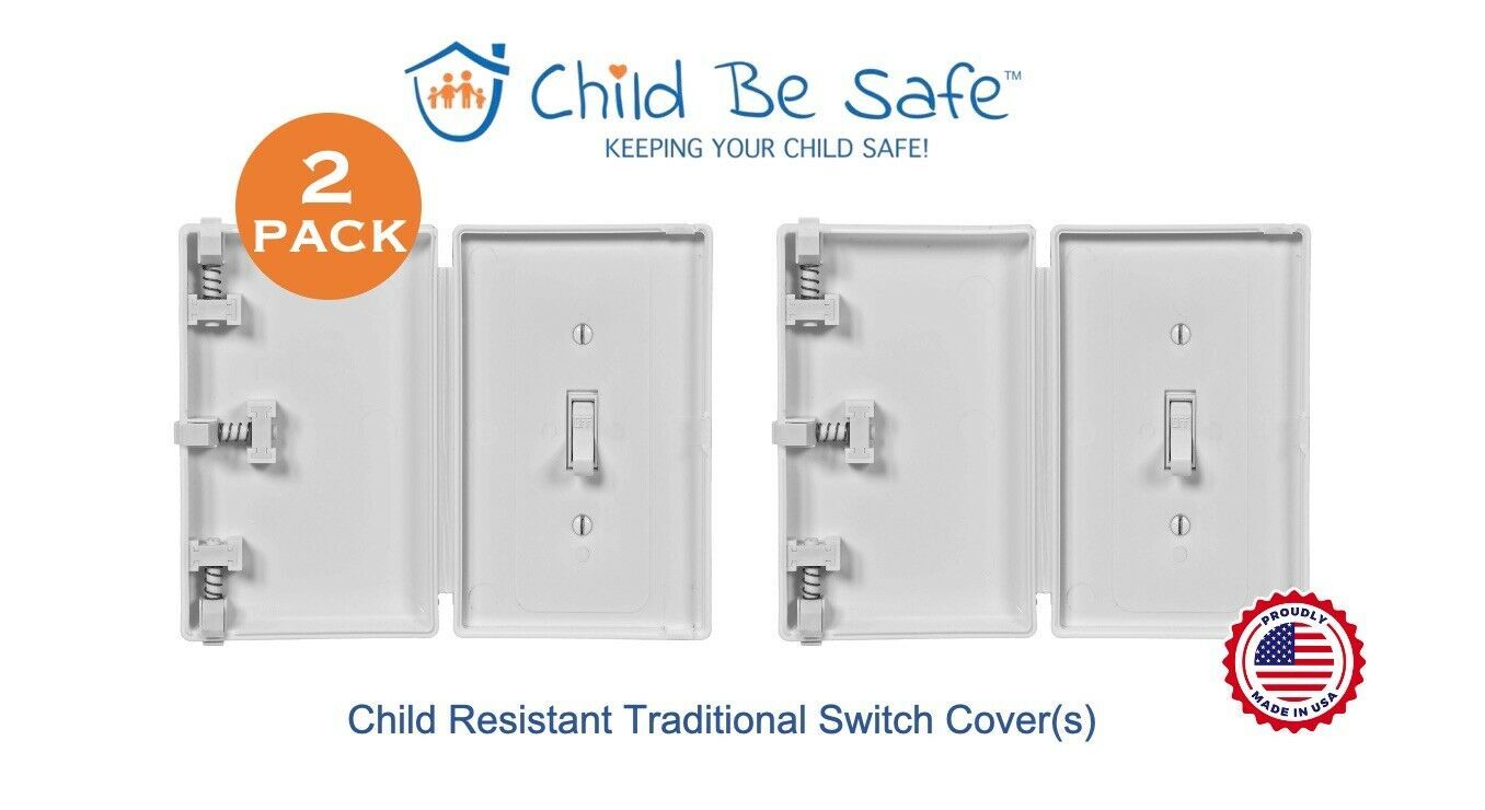 Child Be Safe (2-Pack) Child and Pet Proof WHITE Switch Cover Guards
