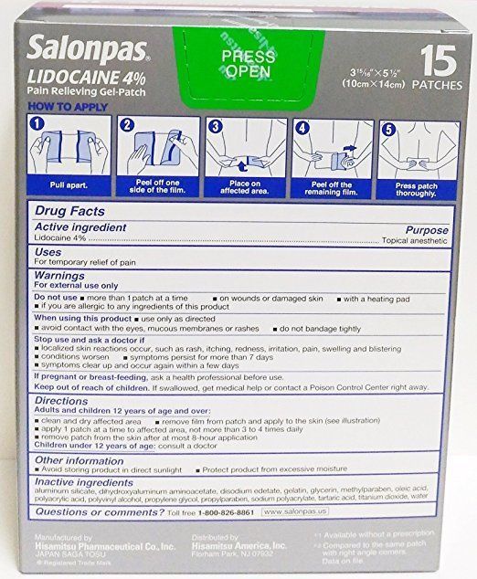 Salonpas Lidocaine 4 Maximum Strength Pain Relieving GelPatch 15