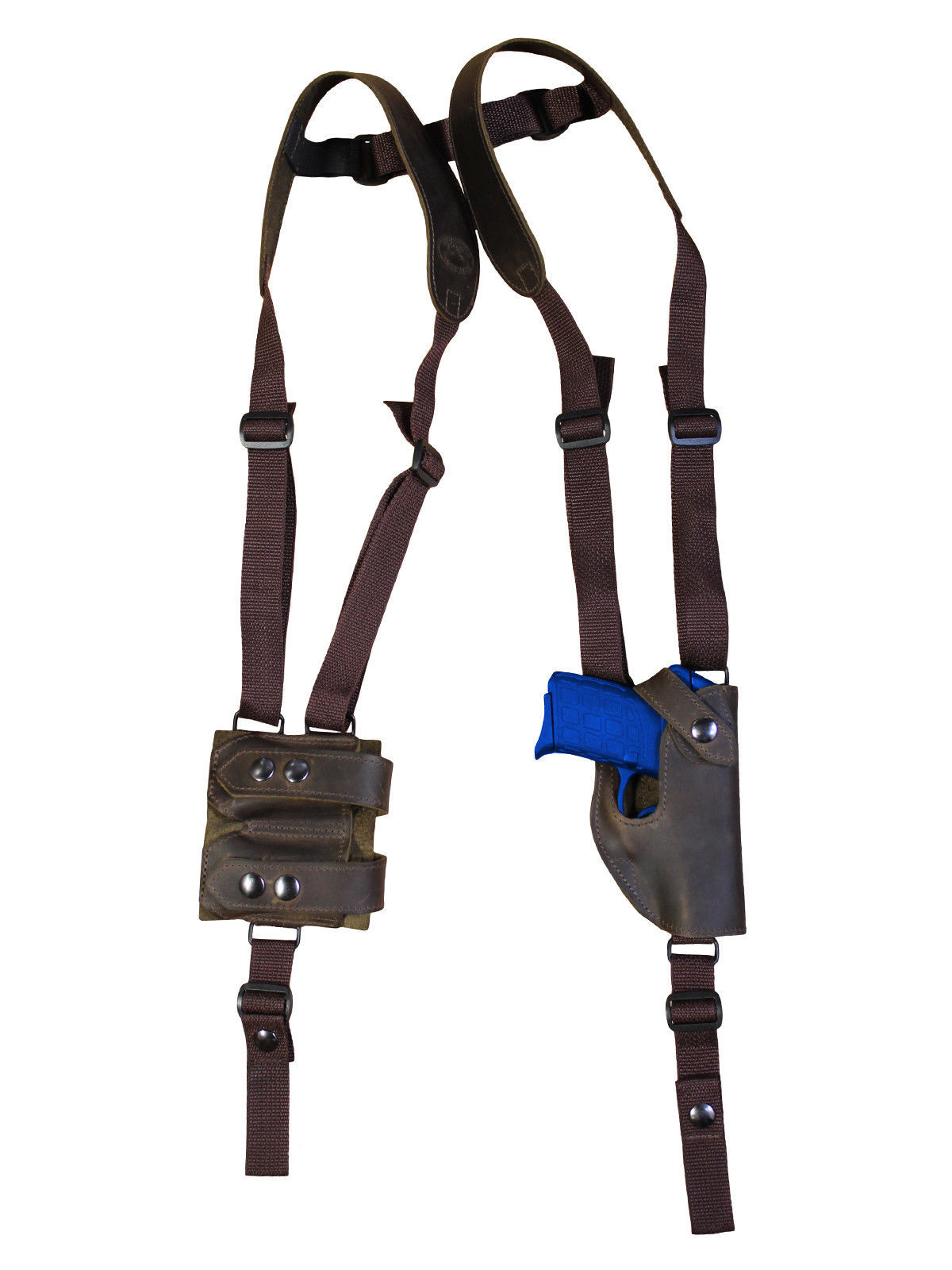 New Barsony Brown Leather Shoulder Holster Mag Pouch Colt Springfield
