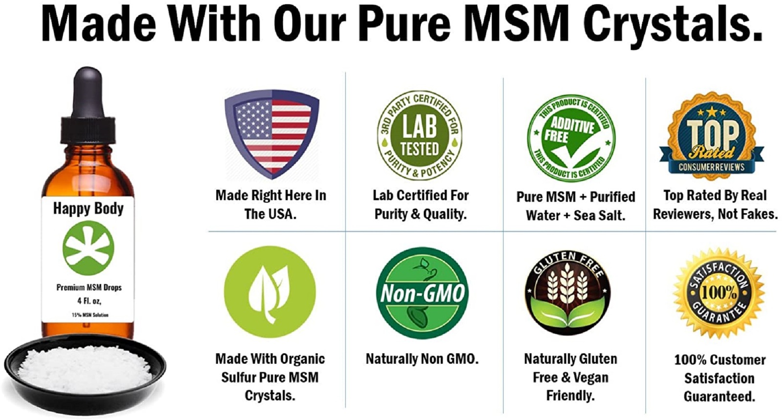 Premium, Liquid MSM Drops. Dietary Supplements