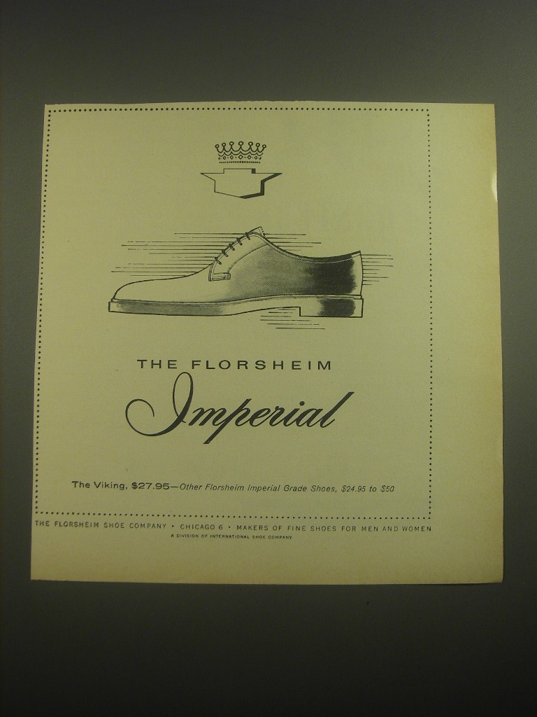 Primary image for 1958 Florsheim Imperial Viking Shoes Advertisement