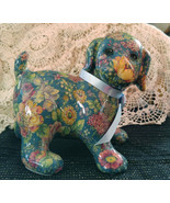 Joan Baker Designs - Porcelain Patchworks Puppy - “Blue Spring” Pattern - $47.00