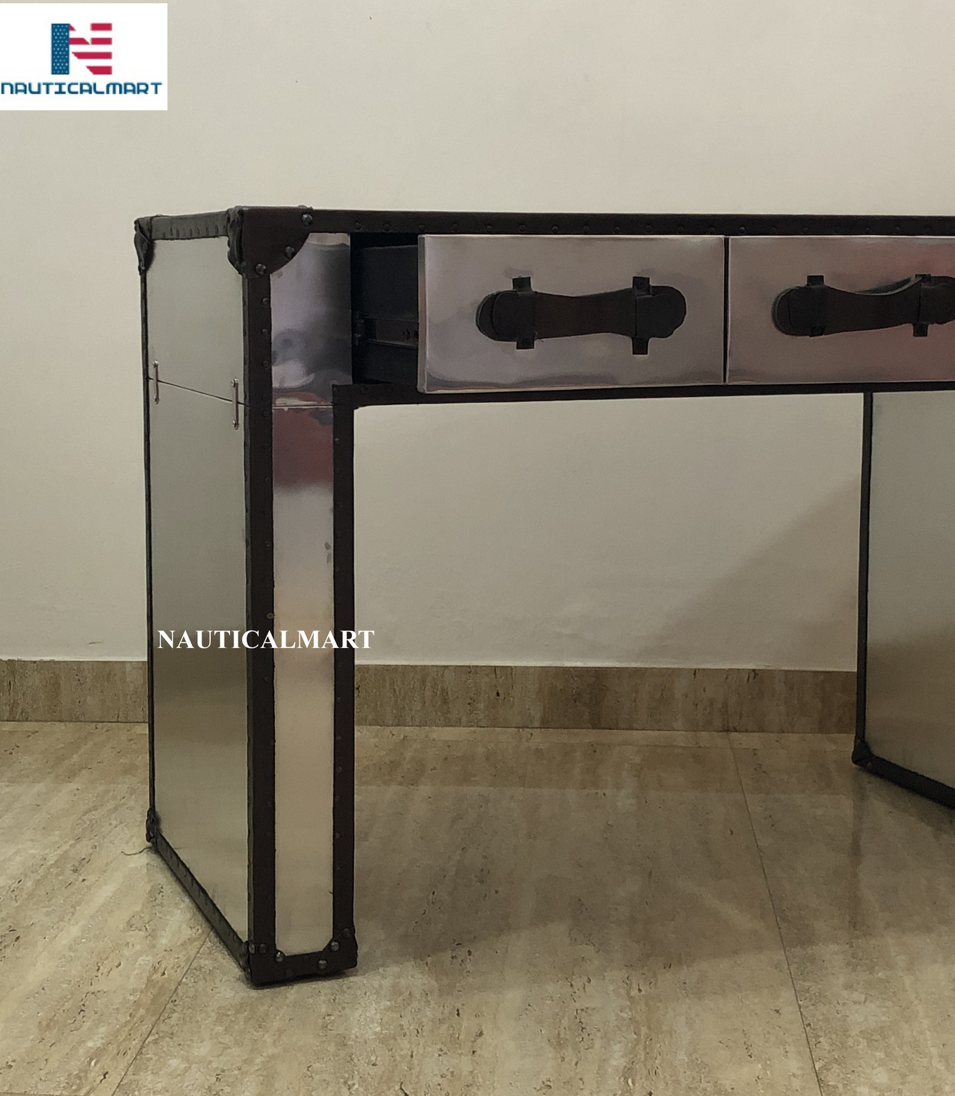 NauticalMart Mayfair Steamer Trunk 3Drawer Desk Desks & Home Office