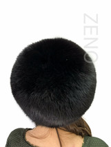 Jet Black Fox Fur Hat Saga Furs All Fur Round Hat Adjustable Fur Hat image 2