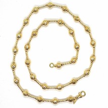 18K YELLOW GOLD CHAIN FINELY WORKED 5 MM BALL SPHERES AND TUBE LINK, 15.8 INCHES image 2