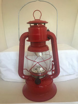 Red Lantern with Loop Hanger and Handle LED Metal & Glass 11" High Hanging image 2