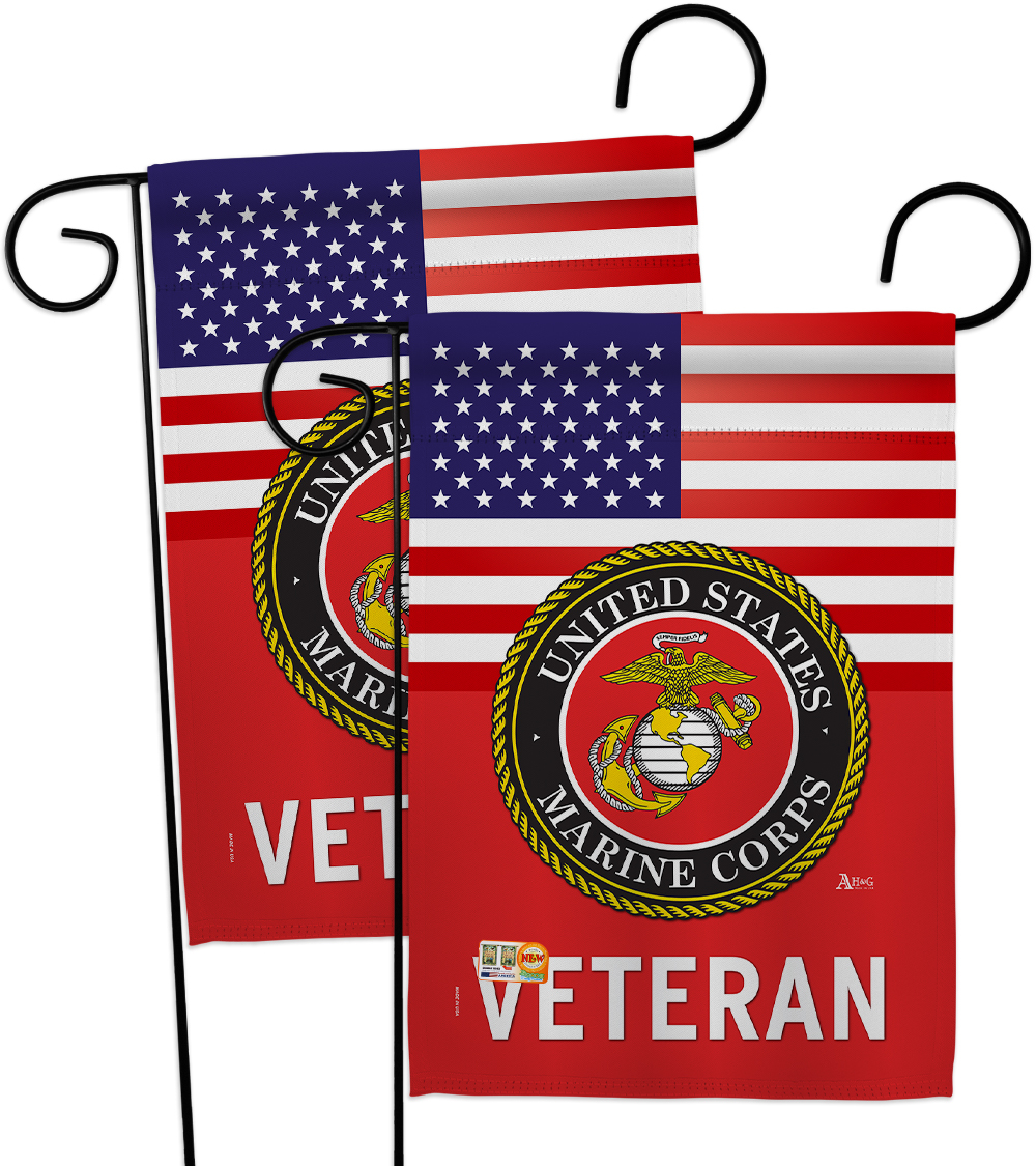 US Marine Corps Veteran - Impressions Decorative 2 pcs Garden Flags ...