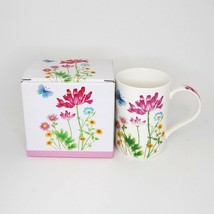 Floral Flowers and Butterflies Coffee Mug Glass Tea Cup with Gift Box - $10.05