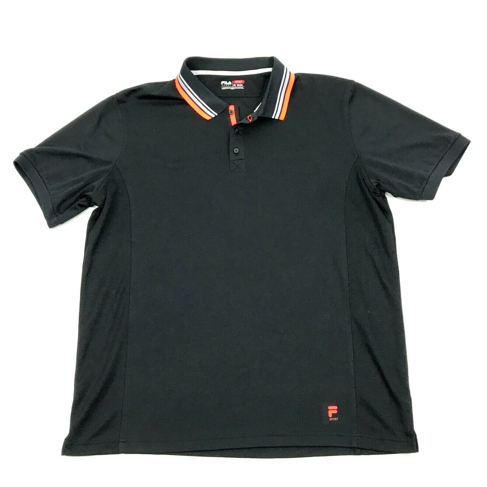 FILA GOLF Mens Black Polo Relaxed Fit Size XL Extra Large Neon Orange ...