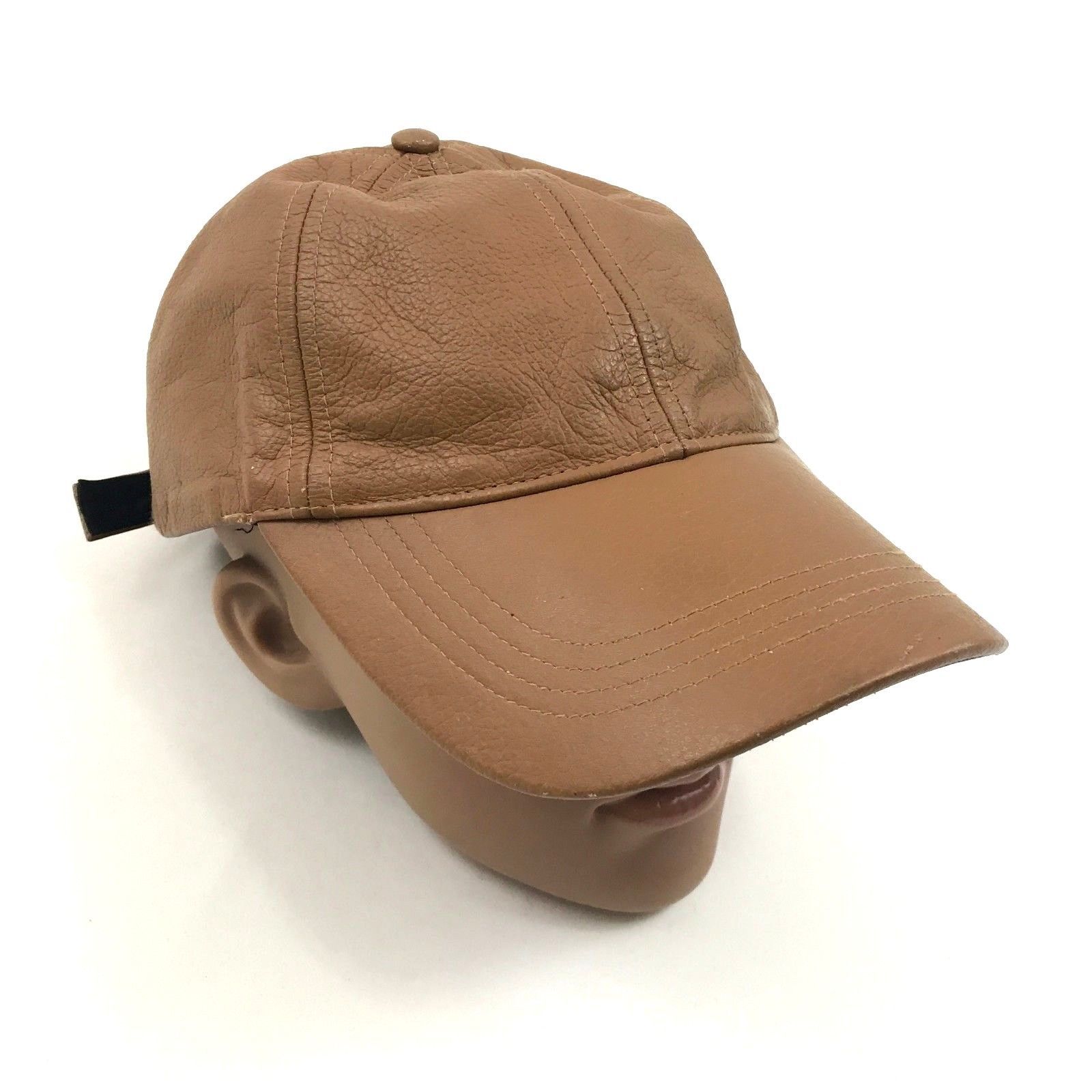 VINTAGE K brand Leather Hat 80s Peanut Butter strap Back Baseball Cap ...