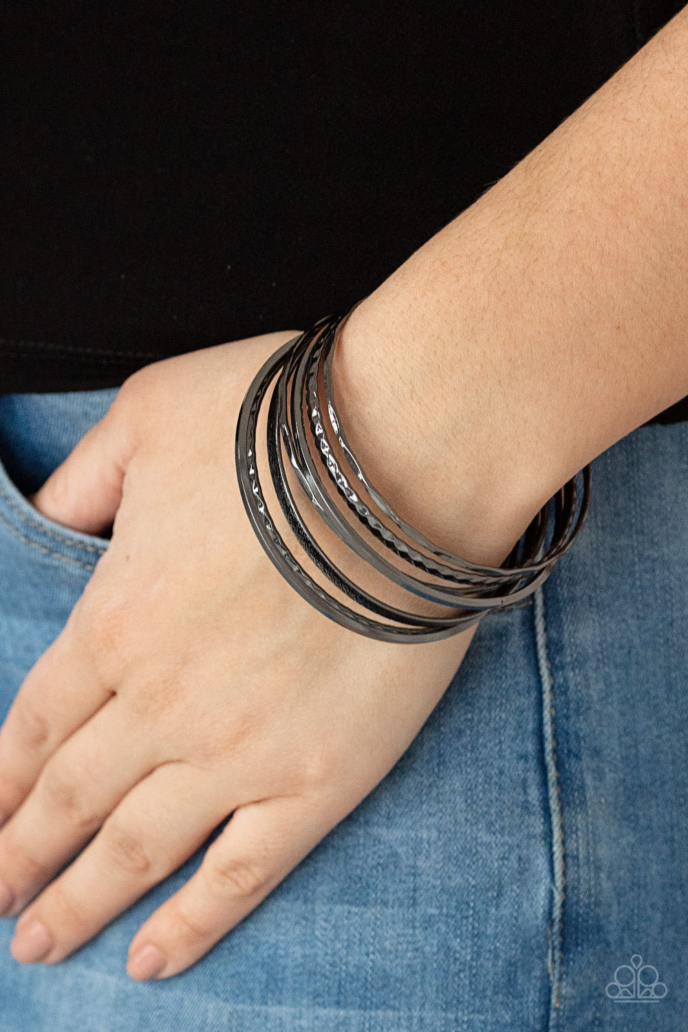 Paparazzi How do you stack up Black Bangel Bracelets Bracelets