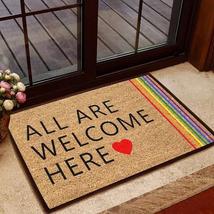 All Are Welcome Here Doormat, LGBT Doormat, Human Rights Doormat - $29.95+