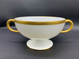1 Footed Bouillon Cup Cream Soup by Haviland France Gold Trim 2 Handle 1... - $17.09