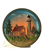 Lighthouse Night Light 7&quot; Circular Nobska Point Light Table Lamp Nautica... - $44.54
