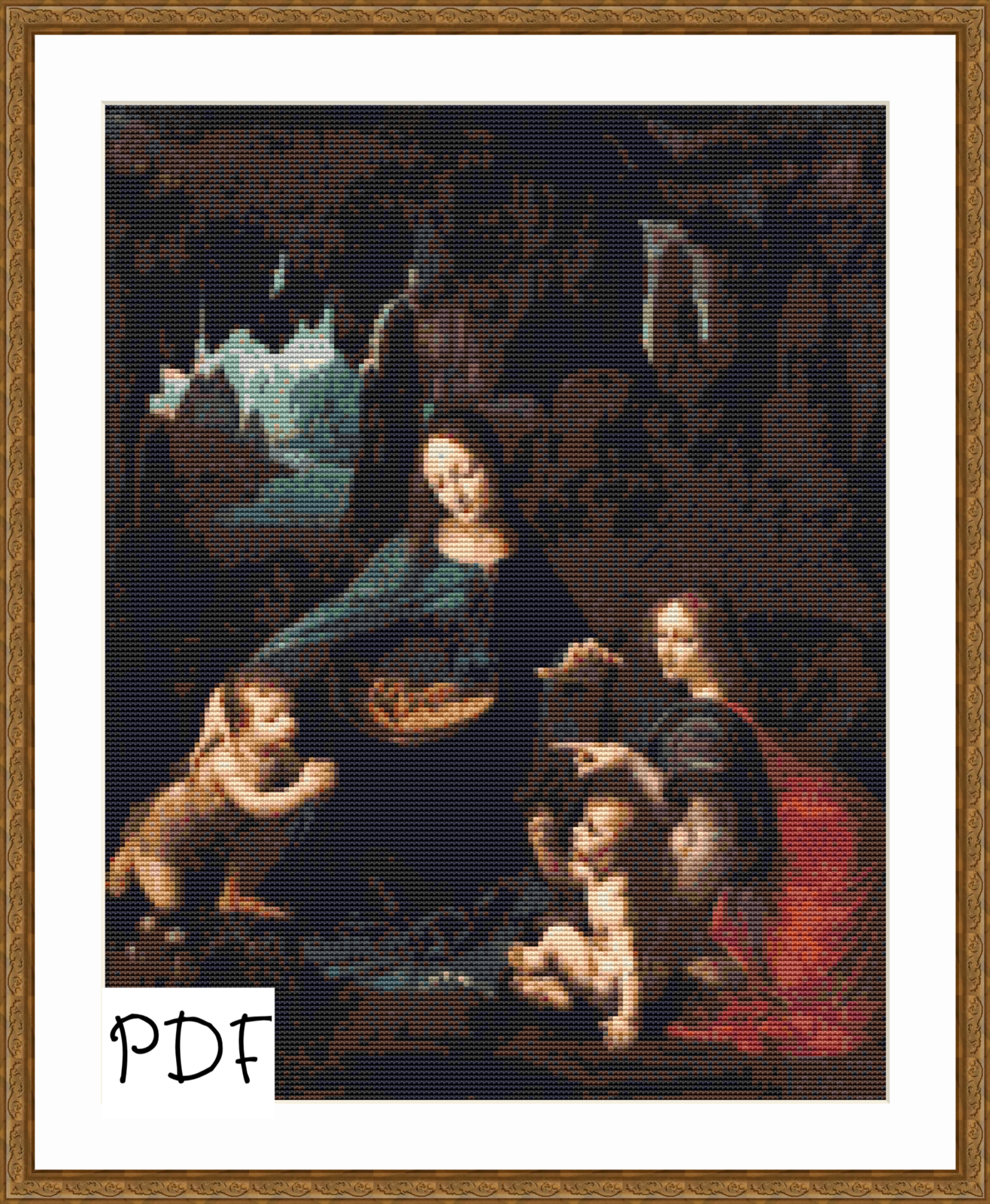 Cross stitch pattern Leonardo da Vinci The Virgin of the Rocks, PDF download