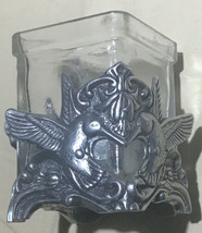 Votive Holder Small Square Glass With Hummingbirds on Metal stand (Q-12) - $19.70