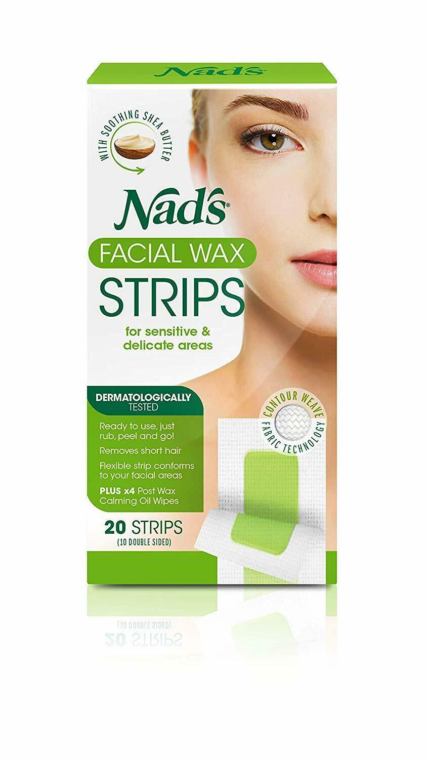 Nad's Facial Wax Strips, Pack of 20 for face, chin and upper lip