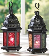 Rainbow and Red Glass Moroccan Lanterns - $45.00+