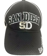San Diego Black Hat Baseball Cap Mesh Embroidered Metat SD Adjustable Ac... - $17.32