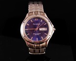 NICE Mens Amitron watch -  works great - vintage calendar wristwatch - blue face