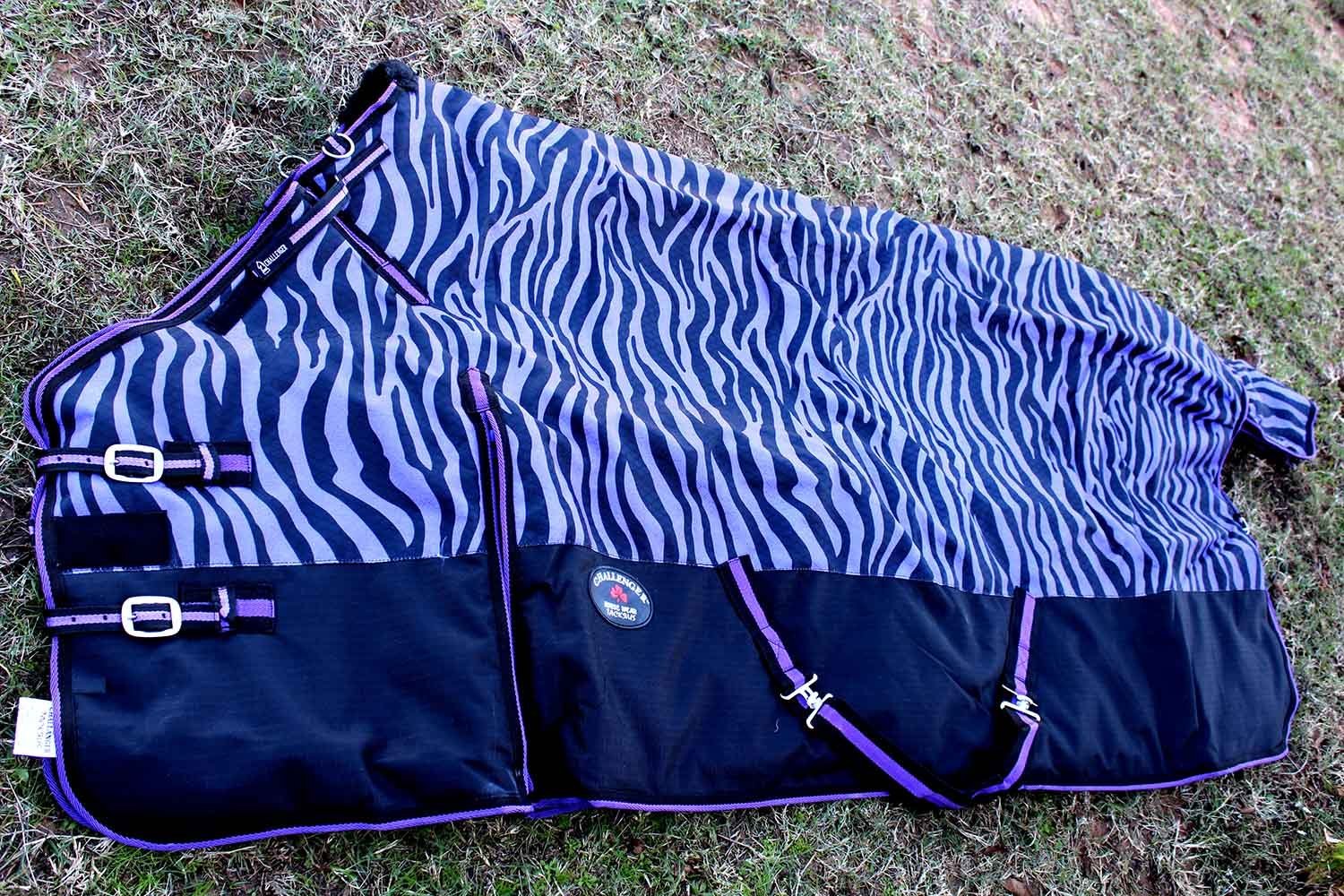 60" 1200D Turnout Waterproof Horse WINTER BLANKET HEAVY Zebra 560G