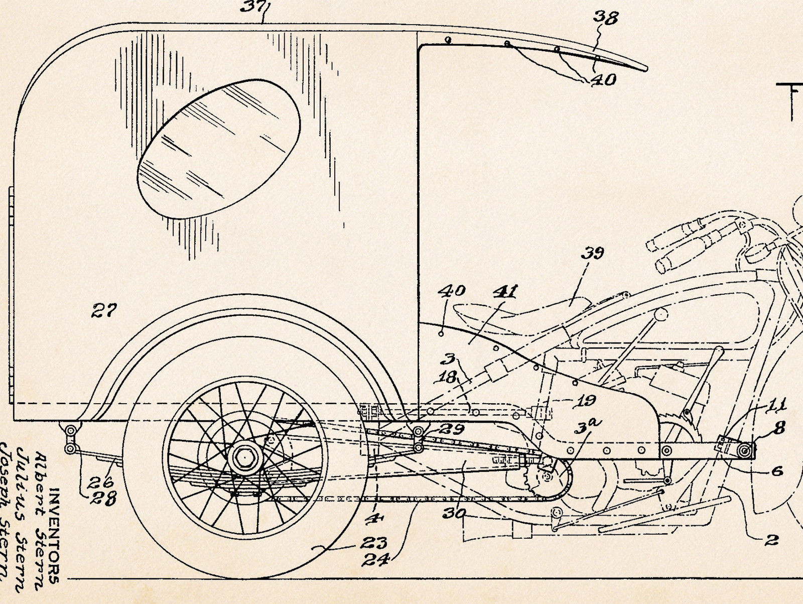 1934 Old Indian Motorcycles Patent Art Drawings Gifts For Motorcycle Riders