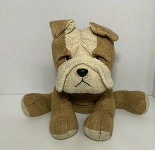 Russ Berrie Luv Pets Bullet bulldog 14" large brown tan plush beanbag puppy dog - $29.69