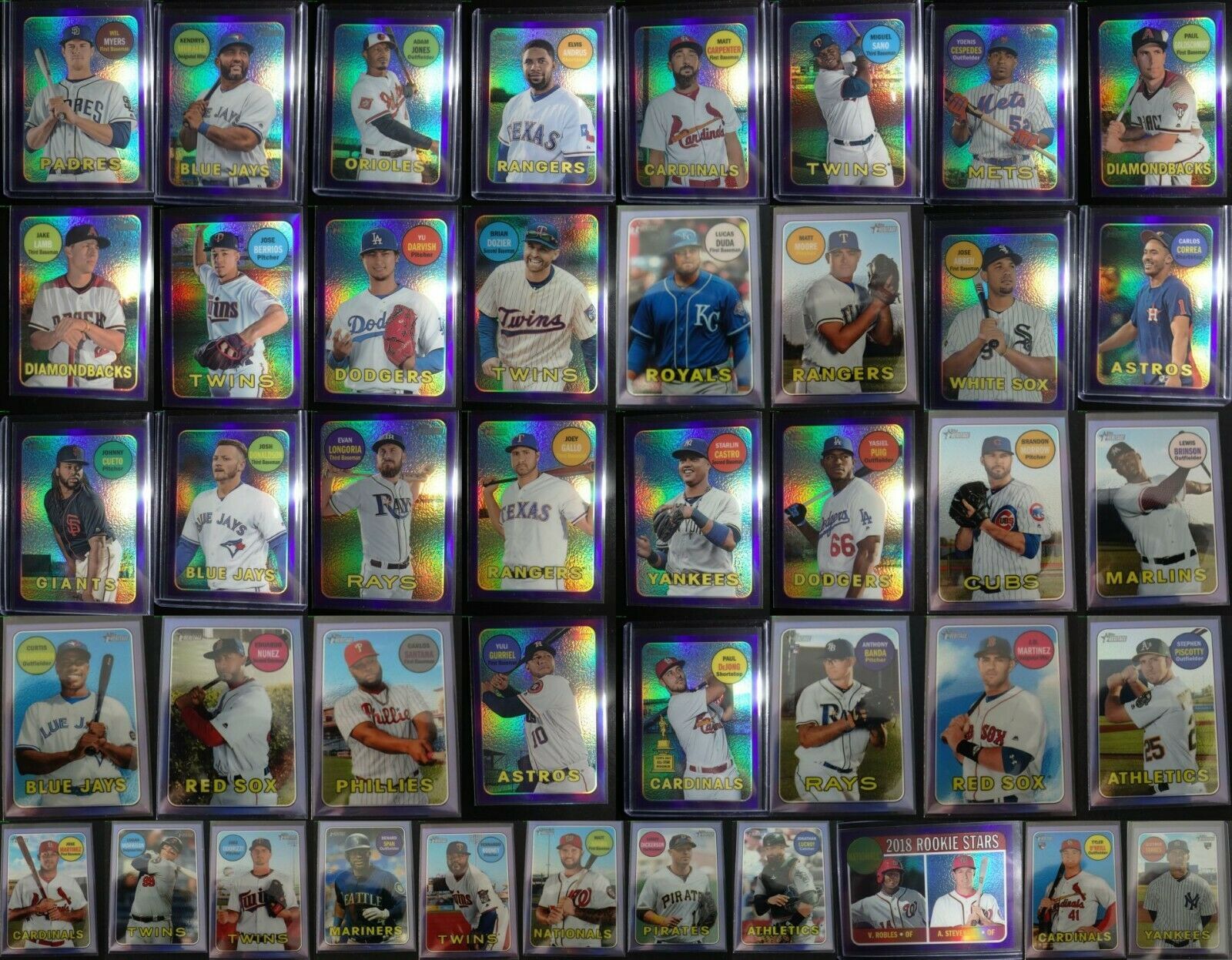 2018 Topps Heritage Purple Chrome Hot Box Baseball Cards Complete Yor