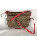 New COACH Khaki &amp; Persimmon Peyton Signature East West Swingpack Bag 510... - $83.99