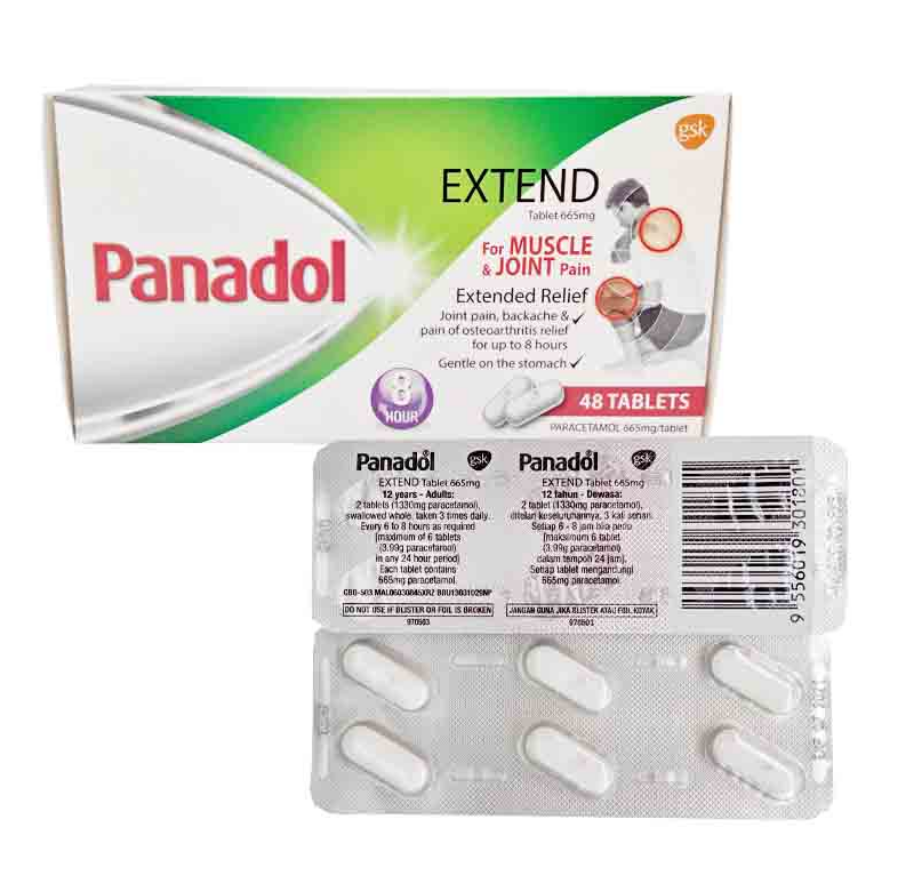 2 Box Panadol EXTEND 48 Caplets MUSCLE & JOINT Pain Extended Relief