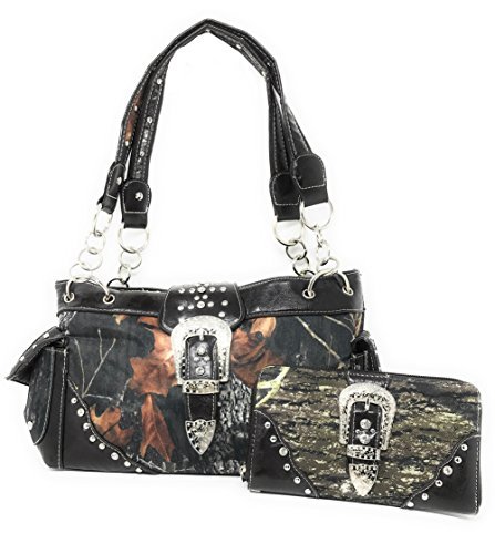 Premium Women's Camouflage Buckle Shoulder Handbag Wallet in Multi-Color (Coffee