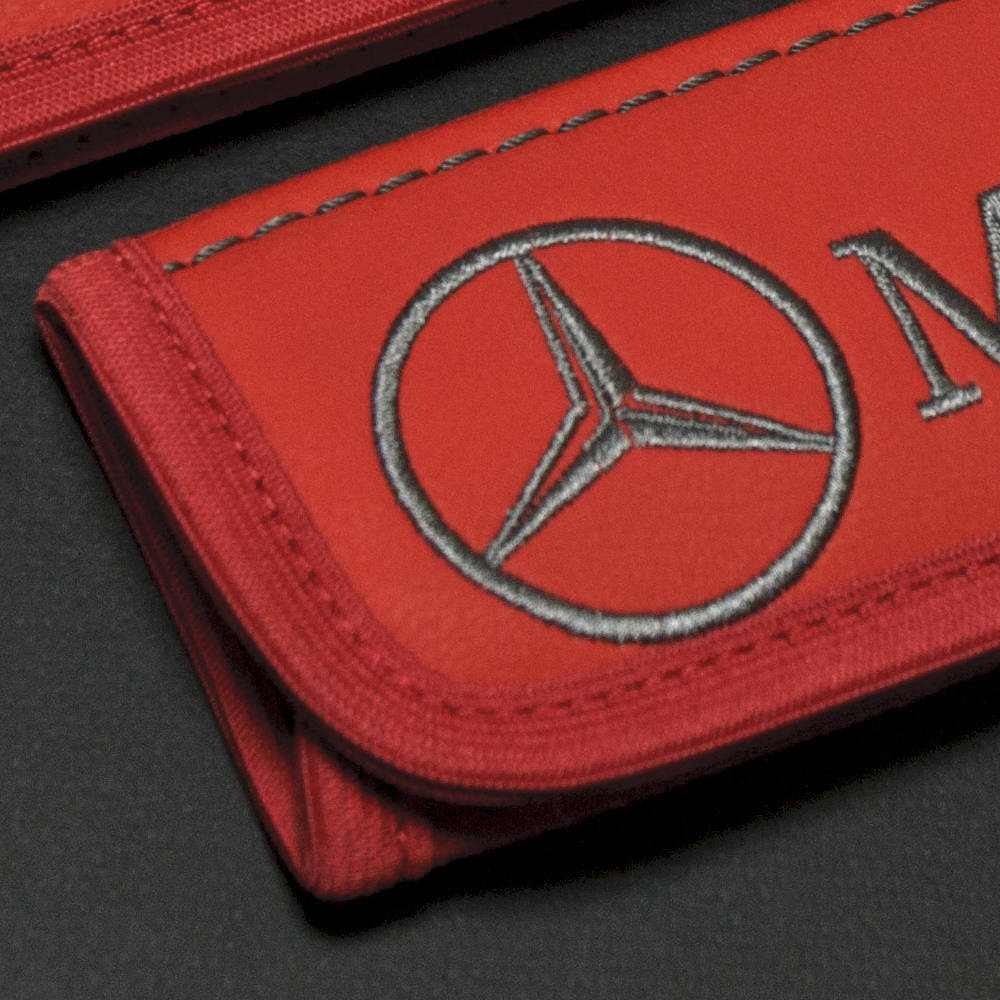 Image of Mercedes Benz accessories interior leather seat belt cover pad Emblem embroidery