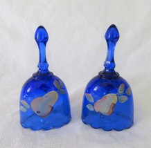 Fenton Mini Cobalt Hand Bells, Hand Painted Pears by G. Tapia & L. Flemming - $18.00