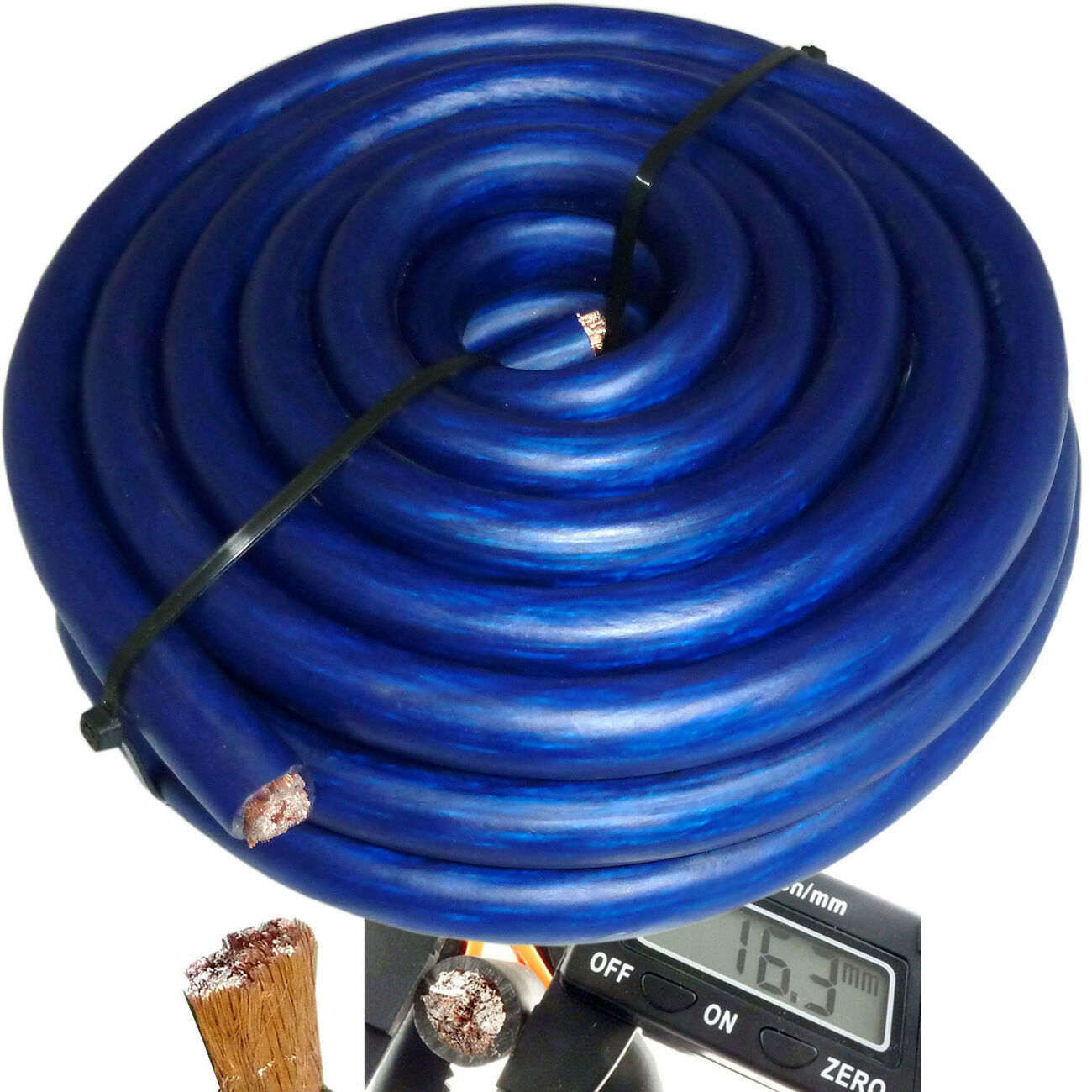 20' ft 0 Gauge Blue Car Audio Power Ground Wire Cable 20 Feet Zero AWG USA Ship Power
