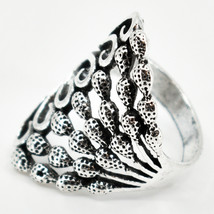 Bohemian Vintage Inspired Silver Tone Knobby Floral Plant Vine Statement Ring image 2