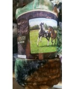 Horses Out in the Field American Heritage Woodland Plush Raschel Throw b... - $23.75