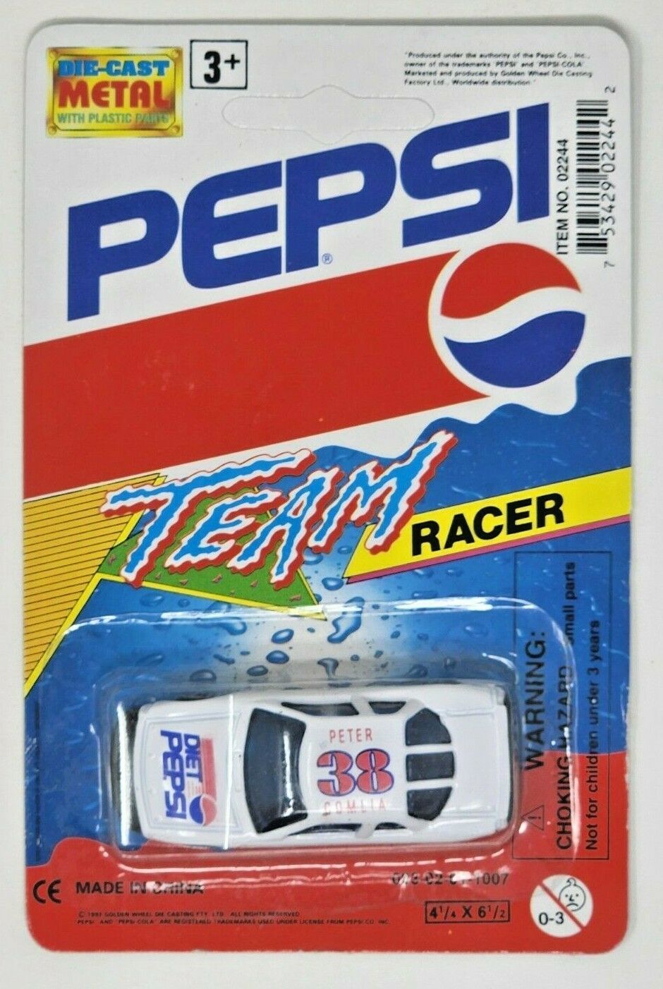Primary image for 1993 Golden Wheel Pepsi Team Racer Die-Cast Diet Pepsi Peter Comlia #38 HW17