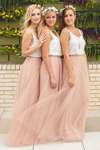 BLUSH High Waist Maxi Tulle Skirt Full Blush Wedding Bridesmaid Skirt (US0-US30) - $55.99 - $65.99