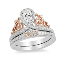 Enchanted Disney Princess Ring, 0.9 Ct Pear Cut Tiara Crown Wedding Ring... - $78.99