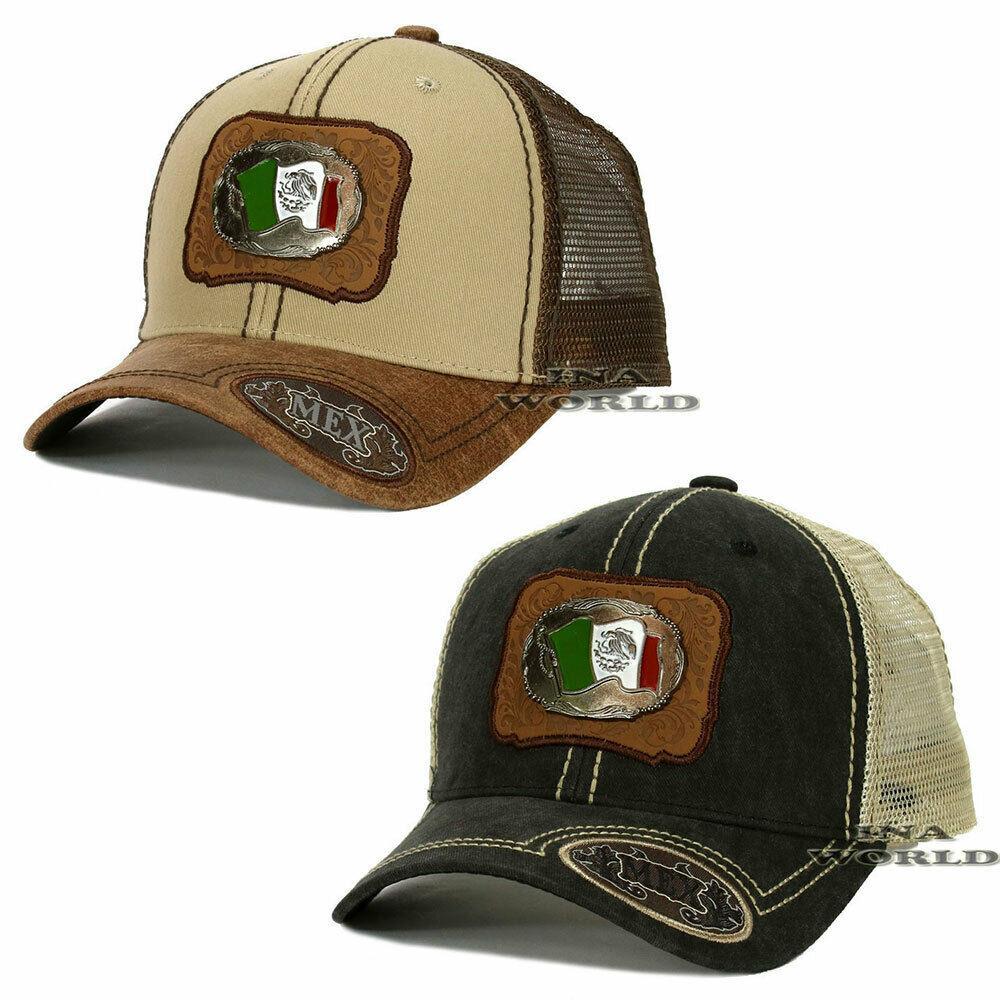 MEXICAN hat MEXICO Flag Metal patched Western Style Mesh Snapback