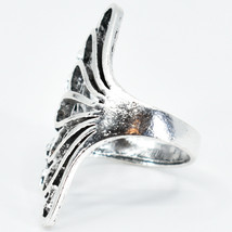 Bohemian Vintage Inspired Silver Tone Flower Petal Wrap Statement Accent Ring image 2