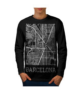 Spain City Barcelona Tee Town Map Men Long Sleeve T-shirt - $14.99