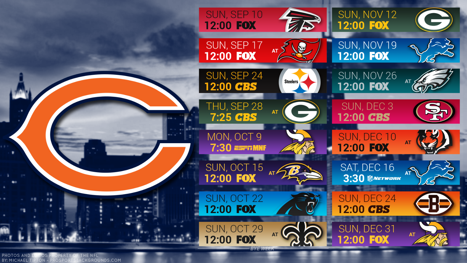 Chicago Bears 2017 schedule Poster 24 X 36 and 50 similar items