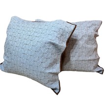 Restoration Hardware Silk Euro Square Pillow Shams Marine Blue & Brown Set of 2 - $33.60