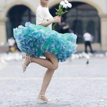 Women Above Knee Ruffle Layered Tulle Skirt Princess Plus Size Tiered Tutu Skirt
