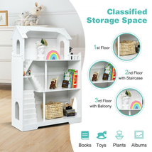 3-Tier Wooden Dollhouse Bookcase Children'S Bookshelf in Kid'S Room Gift for 3+ image 2