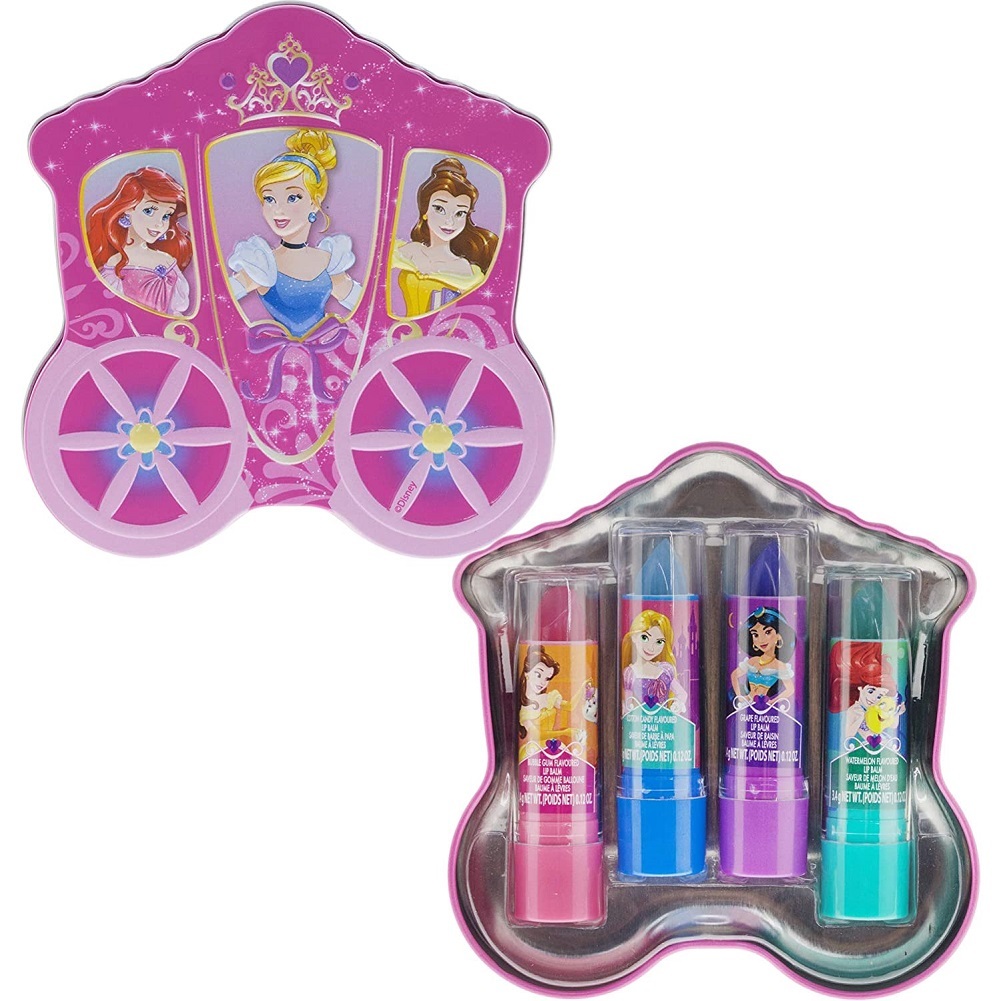 Disney Princess 4 Pack Lip Gloss with Carraige Inspired Storage Case