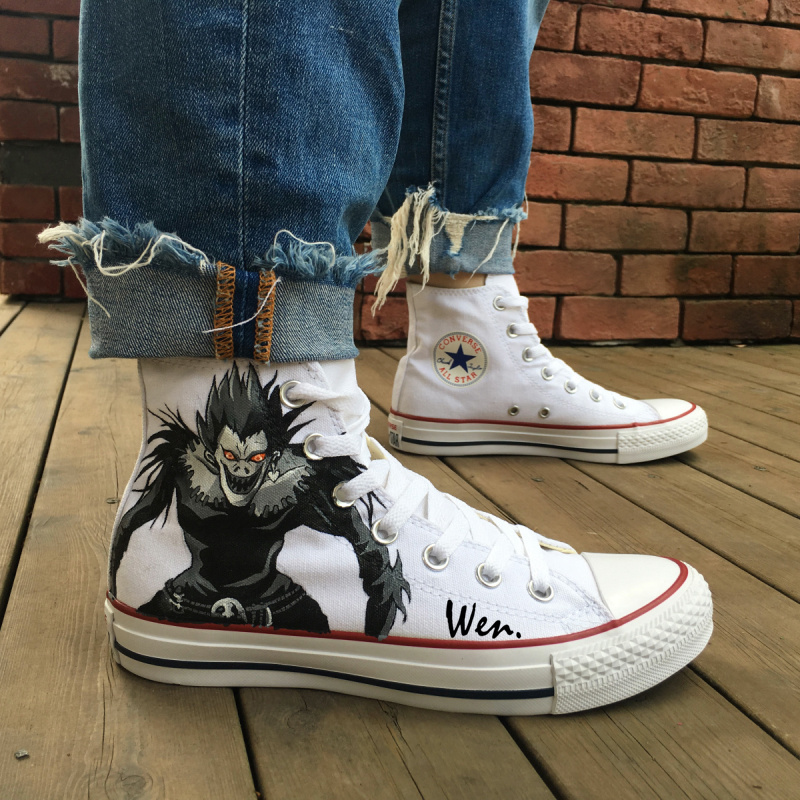 Anime Death Note Hand Painted Shoes Men Women Converse All Star Canvas Sneakers