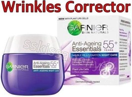 GARNIER AntiAgeing Essentials NIGHT Face Care Cream 55+ Wrinkles Corrector 50ml - $12.86